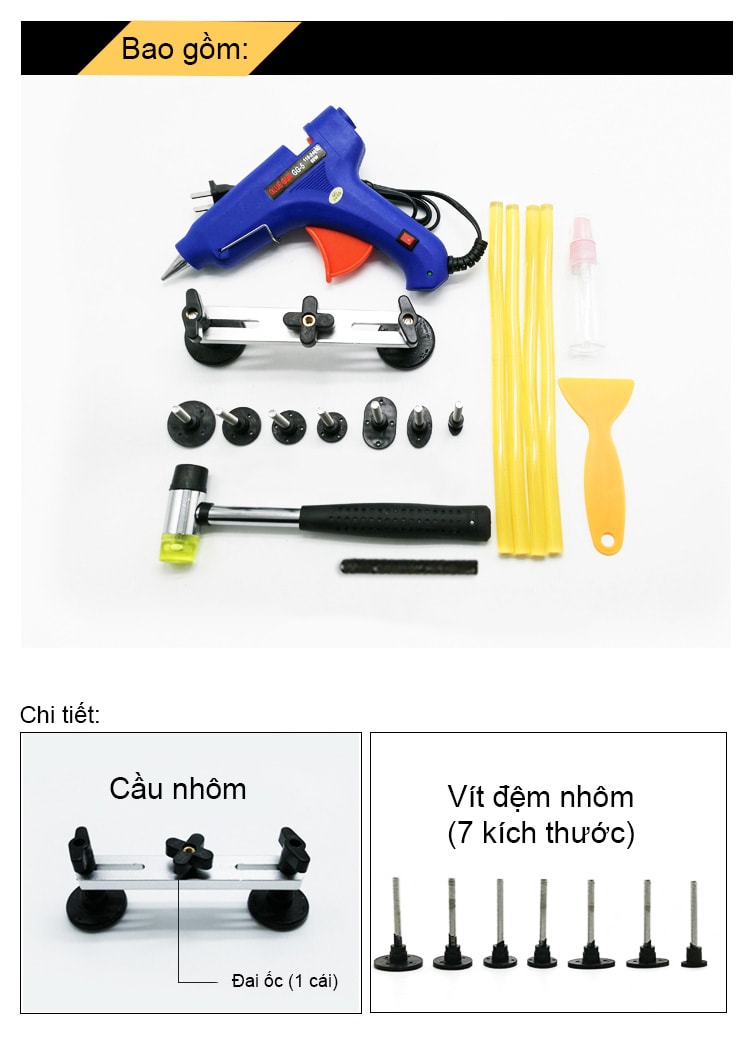 Bộ dụng cụng cụ phục hồi vết lõm xe hơi